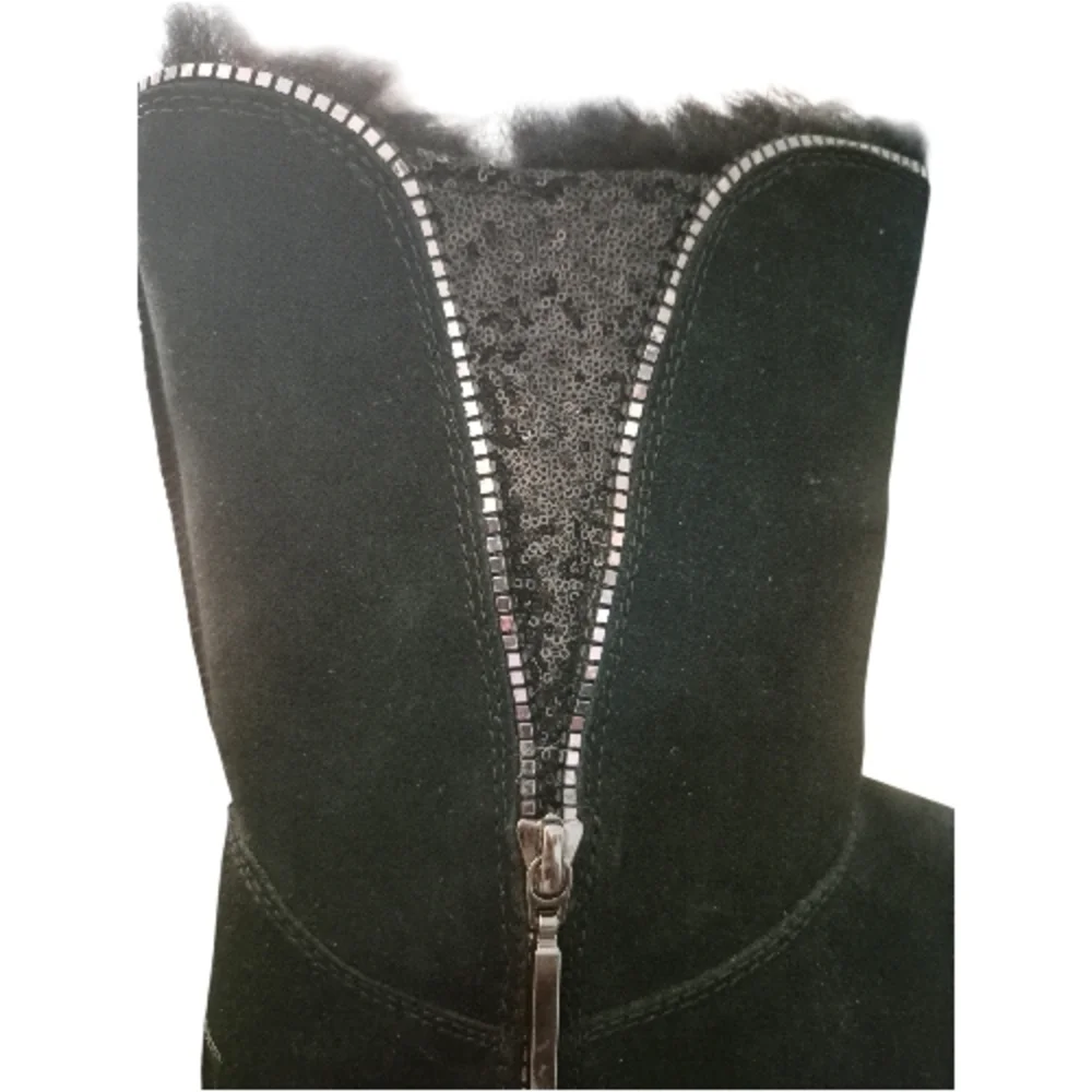 UGG Black Classic Sequin Zip Booties Sz 9